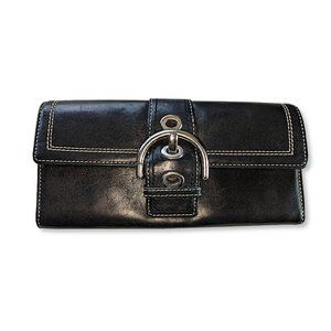 Black Smooth Leather Buckle Envelope Wallet 🎉